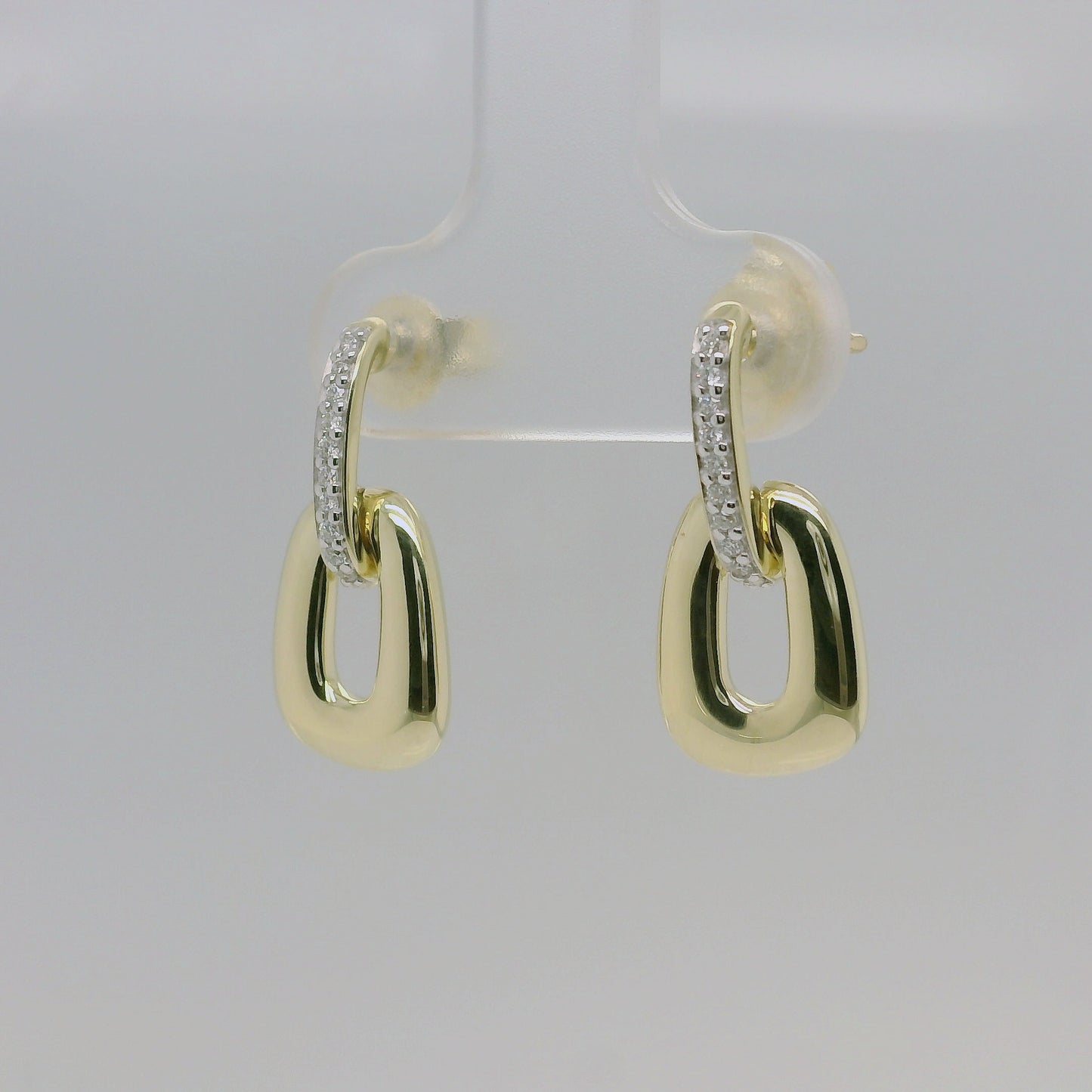 9ct Yellow Gold Diamond Set Drop Earrings
