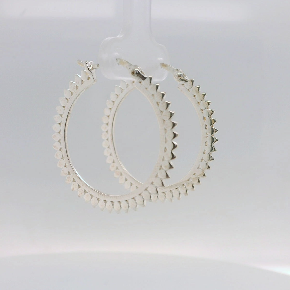 Silver Petal Hoop Earrings