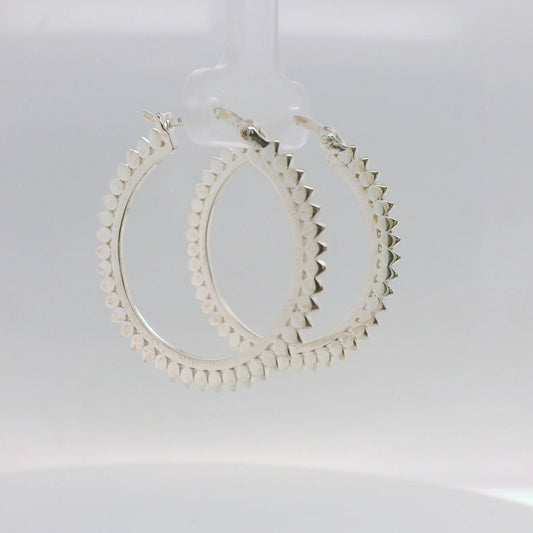 Silver Petal Hoop Earrings