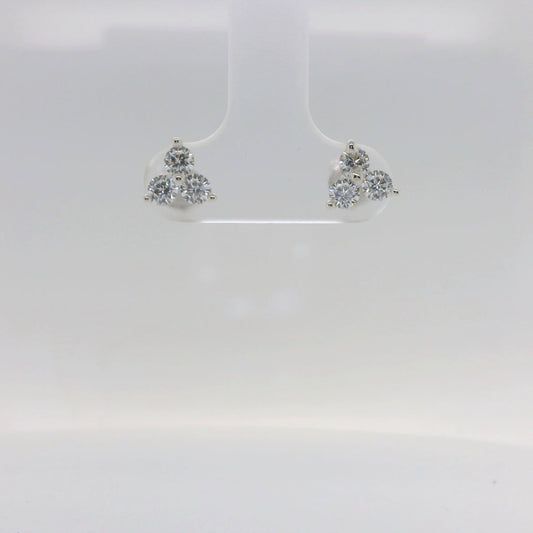 3 CZ Stud Earrings