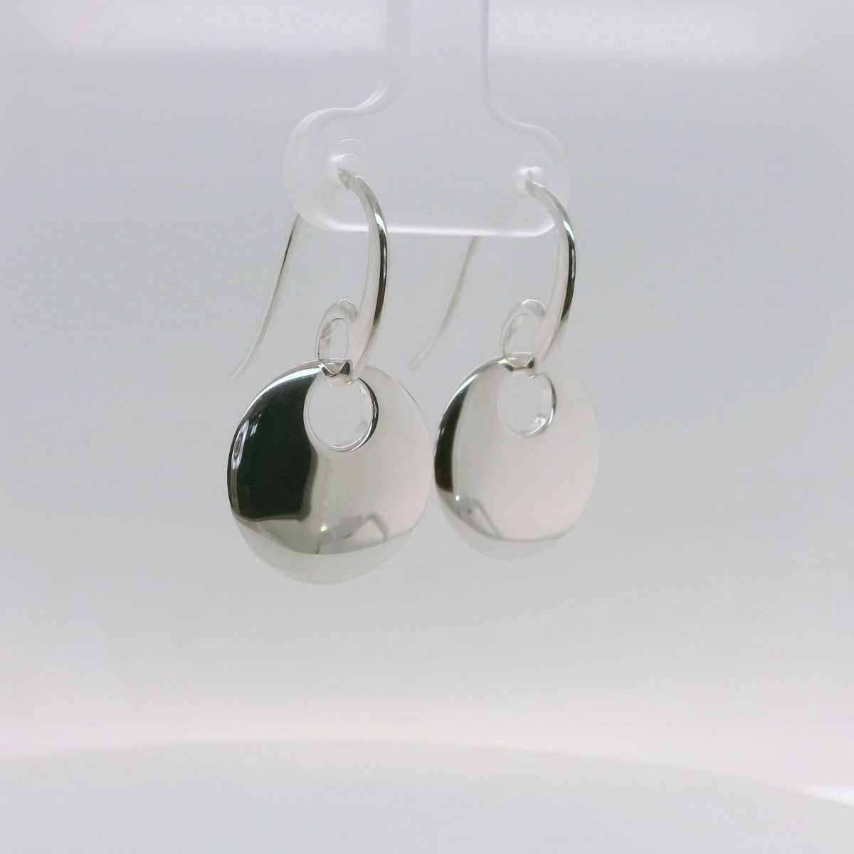 Silver Disc Drop Earrings