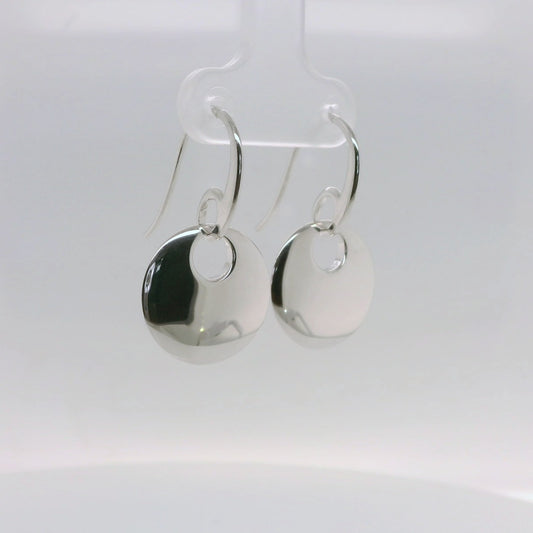 Silver Disc Drop Earrings