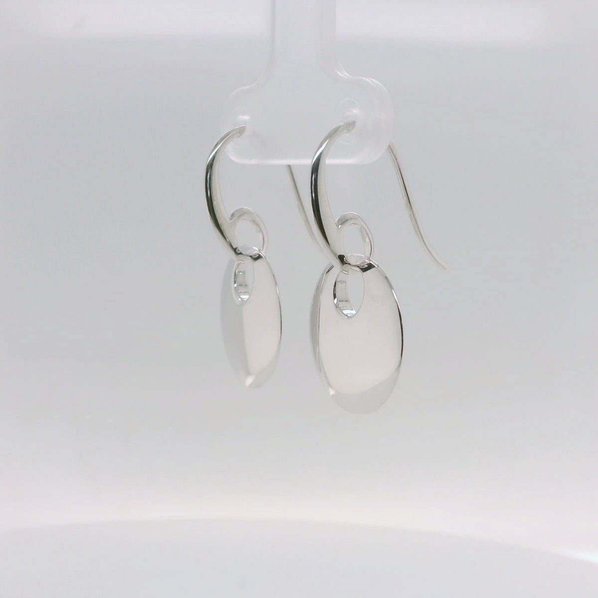 Silver Disc Drop Earrings