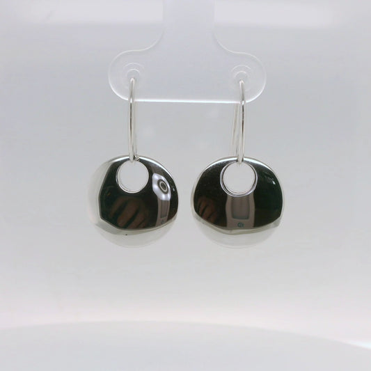 Silver Disc Drop Earrings