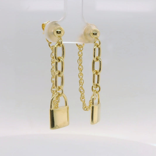 Yellow Love Lock Chain Earring