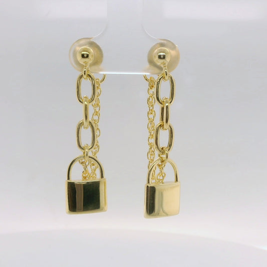 Yellow Love Lock Chain Earring