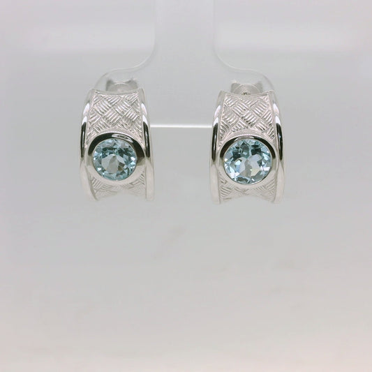 Textured Topaz Huggies