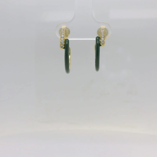 Green Sparkle Overlap Earrings
