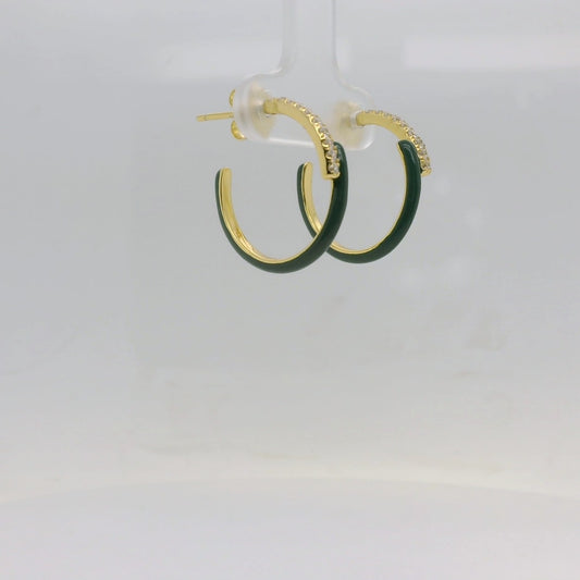 Green Sparkle Overlap Earrings