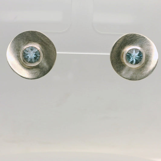 Matte Circle Topaz Studs