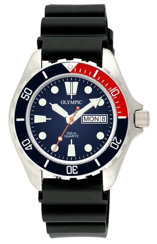 Olympic Classic Gents Blue/Red Dive Watch - 200m
