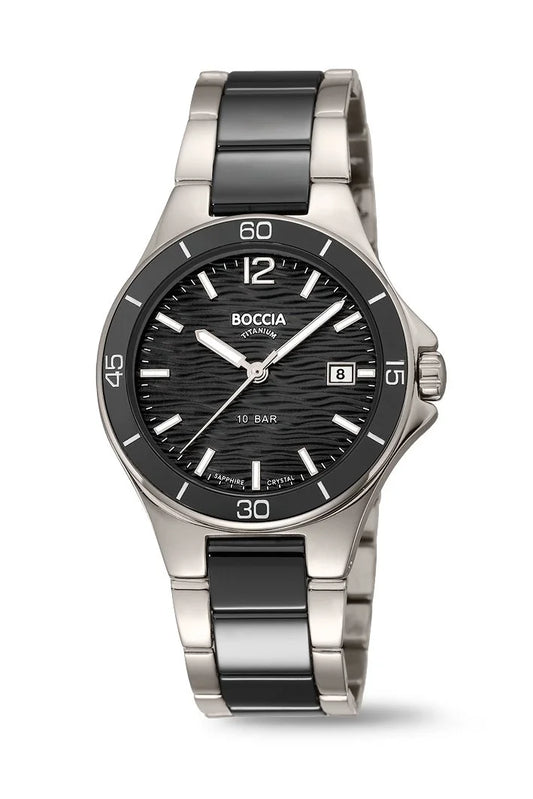 Boccia Titanium Watch – Black Dial with Two-Tone Bracelet