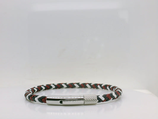 Red, White & Navy Leather Bracelet