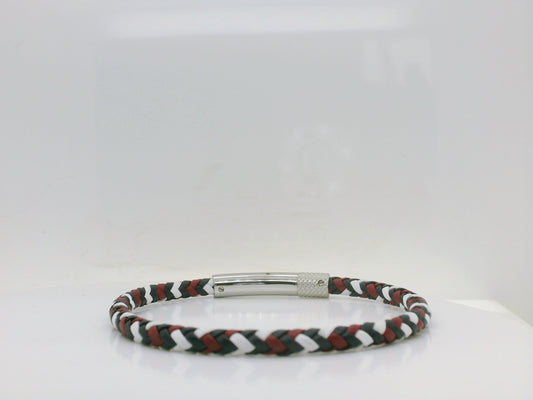 Red, White & Navy Leather Bracelet