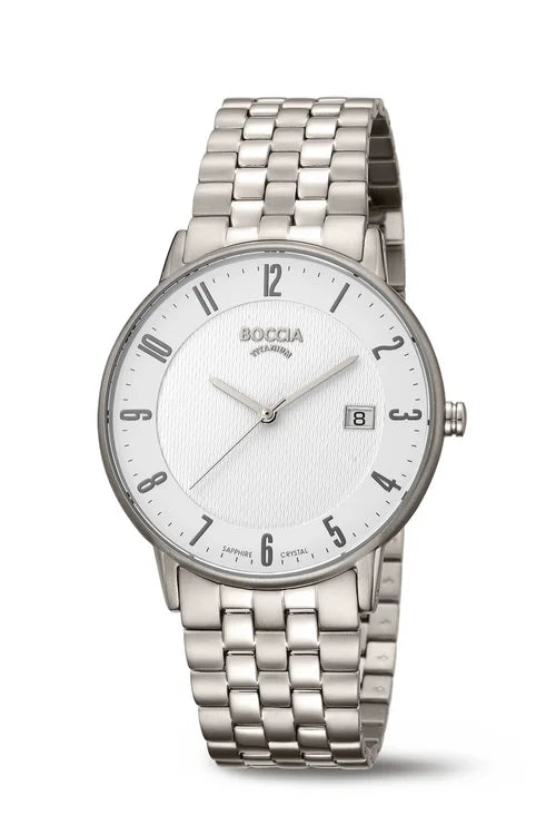 BOCCIA White Dial Metal Strap Watch