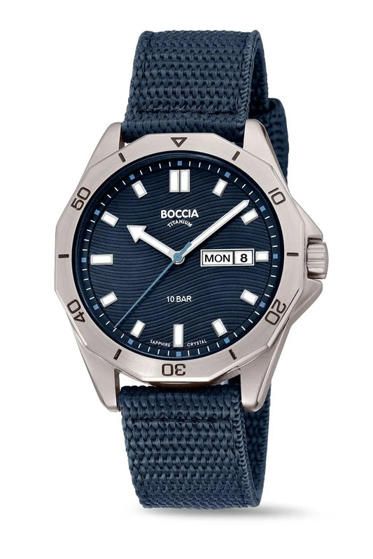 Boccia Titanium Watch – Blue Dial with Blue Fabric Strap