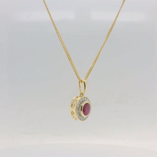Ruby & Diamond Cluster Pendant
