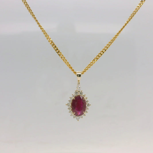 Ruby Diamond Cluster Pendant
