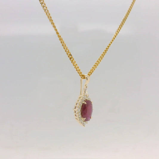 Ruby Diamond Cluster Pendant