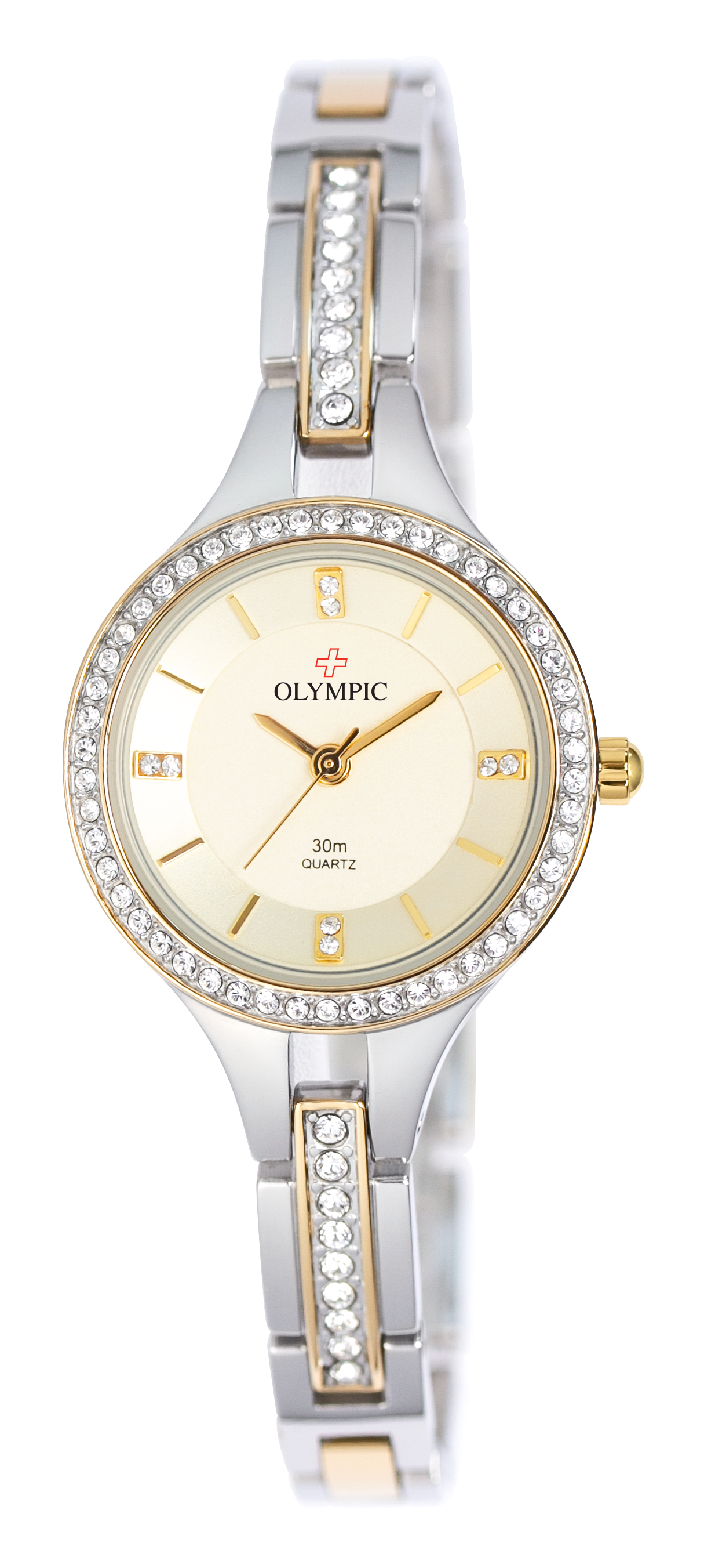 Olympic Ladies - Stone Set Halo Two-Tone Watch