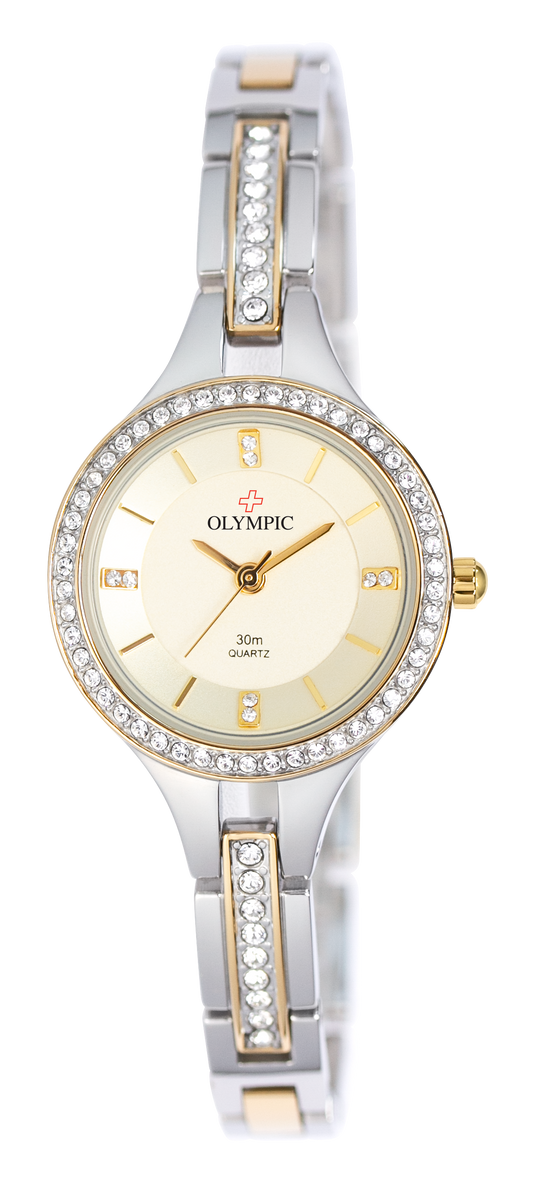 Olympic Ladies - Stone Set Halo Two-Tone Watch