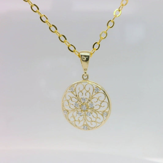 Gold Lace Filigree Pendant