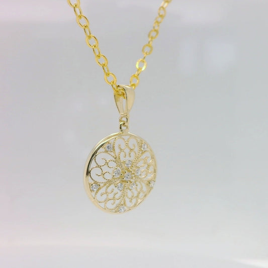 Gold Lace Filigree Pendant