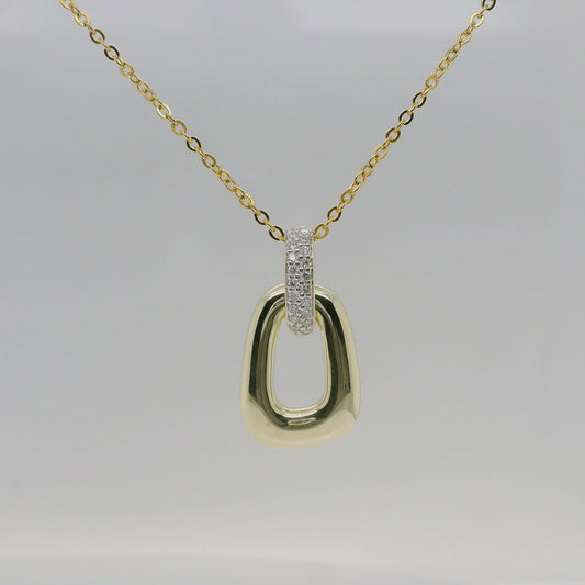 9ct Yellow Gold Diamond Set Oval Pendant