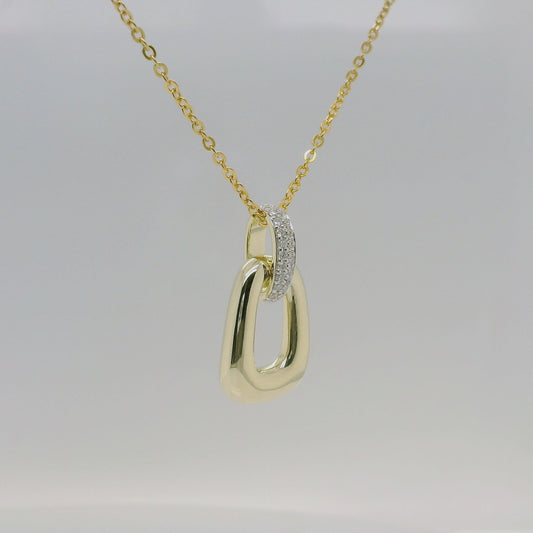 9ct Yellow Gold Diamond Set Oval Pendant