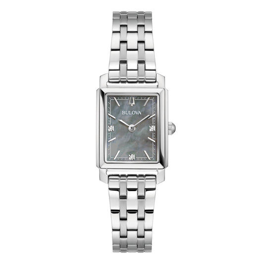 Bulova Ladies Rectangle Classic Sutton Watch - Silver-Tone