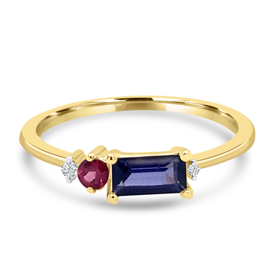 Iolite, Garnet & Diamond Dress Ring