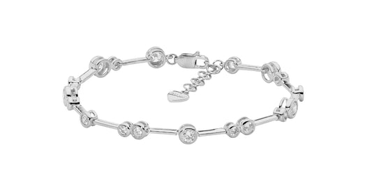 Silver Bezel Cluster Bracelet