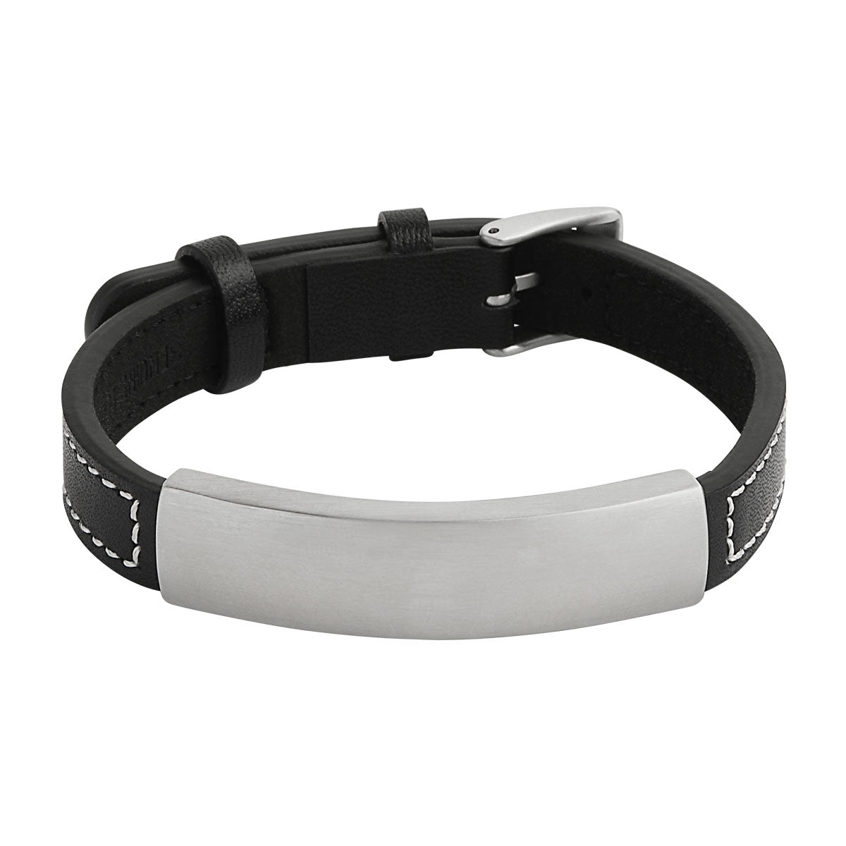 Memento Men's Leather Buckle Identity Bracelet