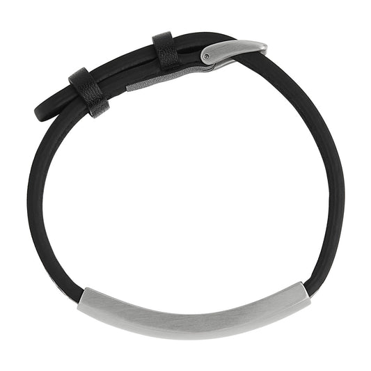 Memento Men's Leather Buckle Identity Bracelet