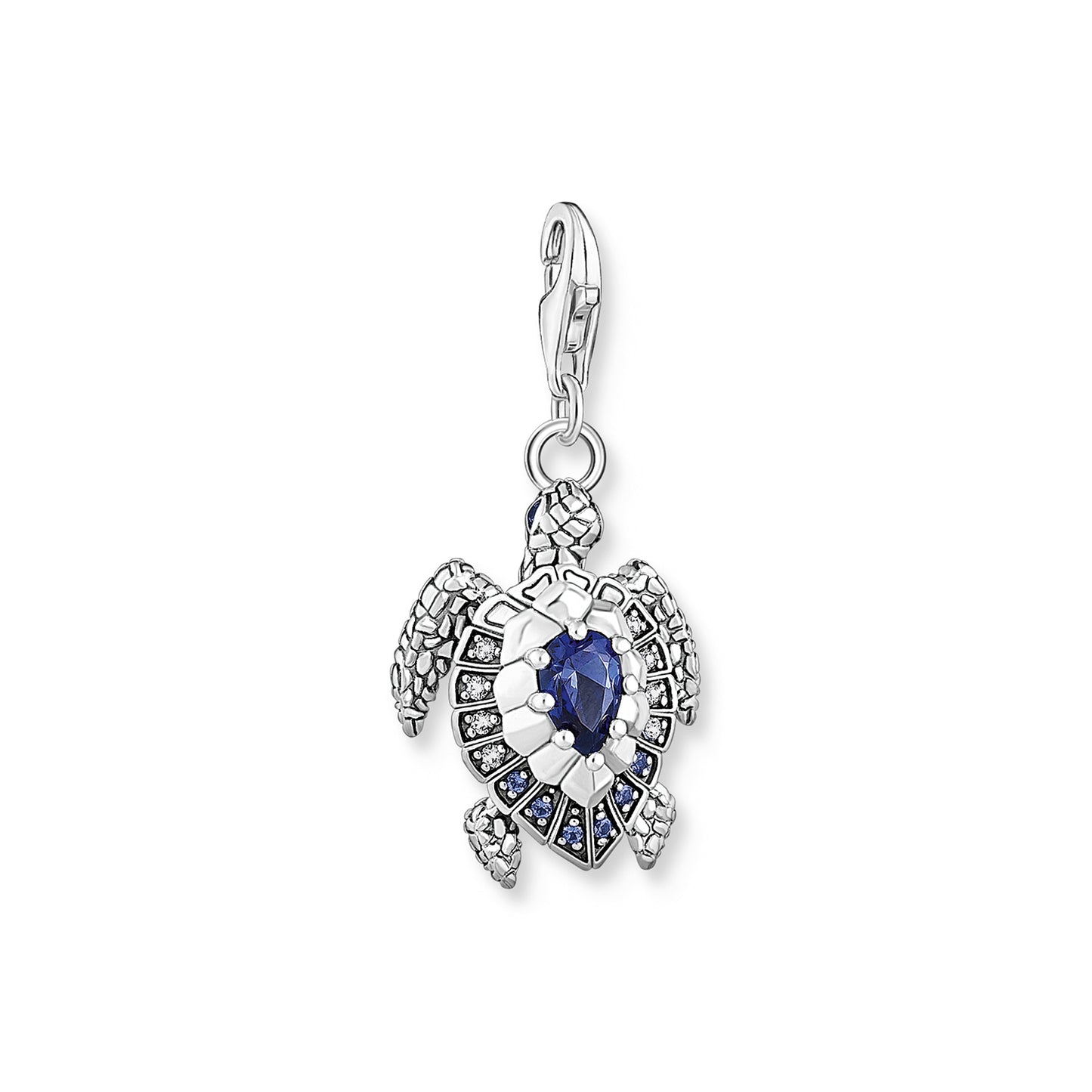 Charm Pendant Turtle With Blue Stones