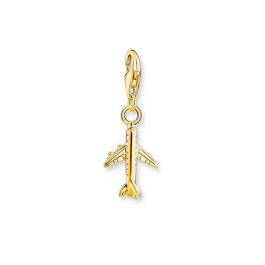 Charm Pendant Airplane Gold Plated