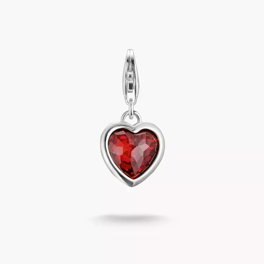 Charm Pendant with Red Stone in heart shape