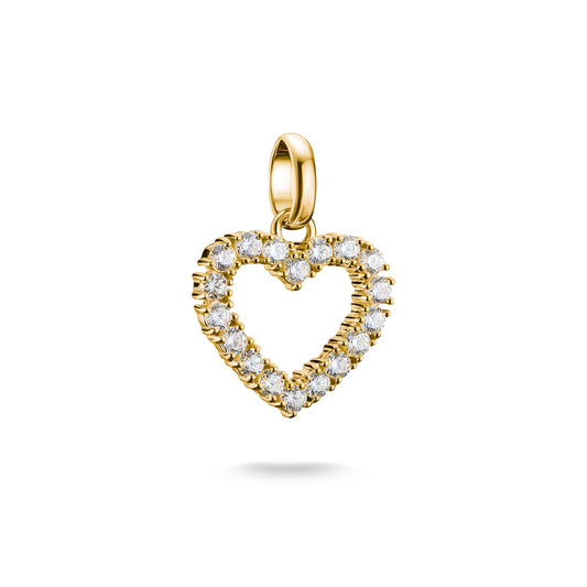 Connect Charm Heart with White Stones in Gold Plate