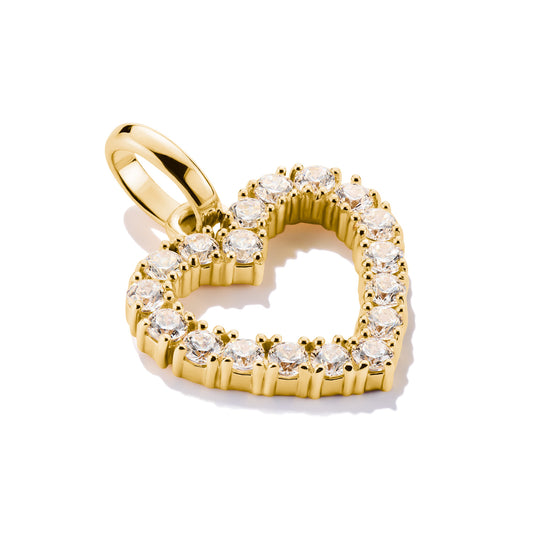 Connect Charm Heart with White Stones in Gold Plate
