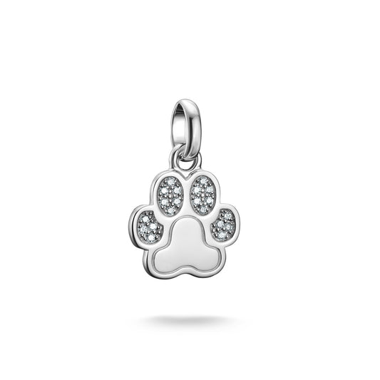 Connect Charm Paw with Stones Silver