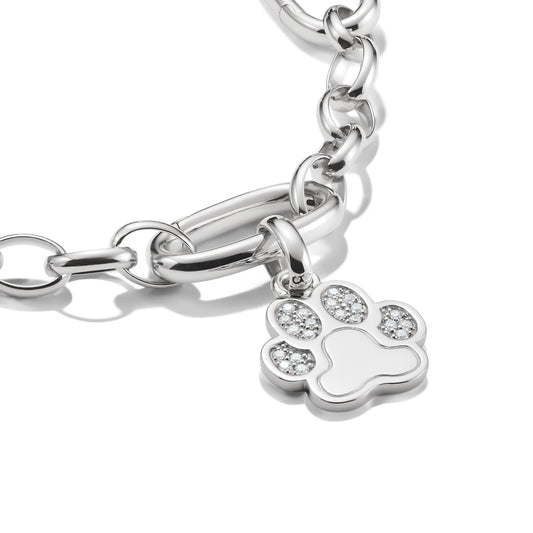 Connect Charm Paw with Stones Silver