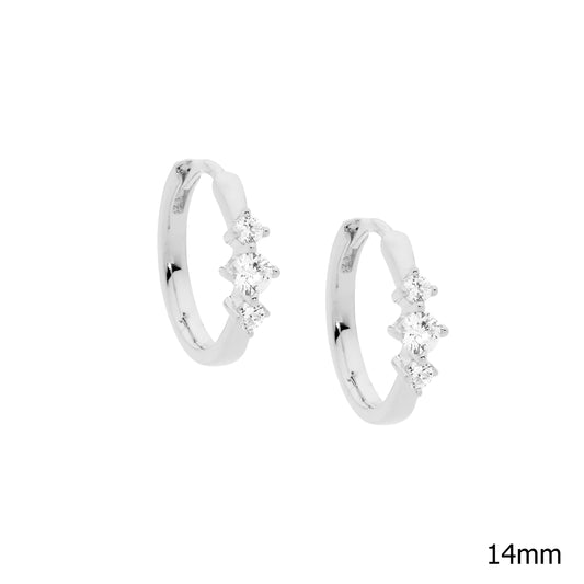 Silver Hoops with CZ Feature