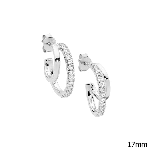 Silver Double CZ Hoops
