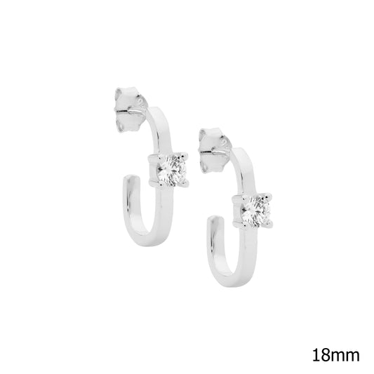 Silver Oval CZ Earring