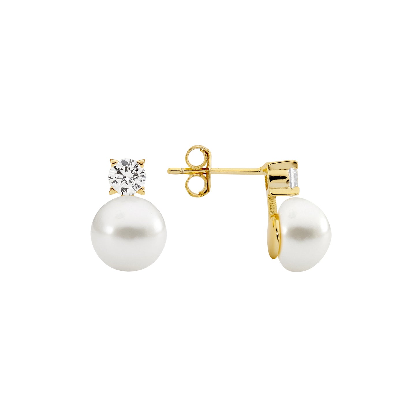 Yellow Pearl & CZ Studs