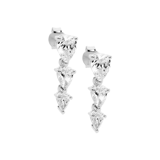 Silver Graduated Pear Shape Drops
