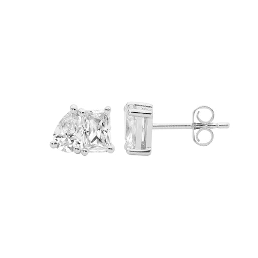 Pear & Emerald Shaped Stud Earrings