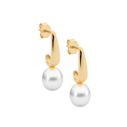 Yellow Pearl Drop Earrings