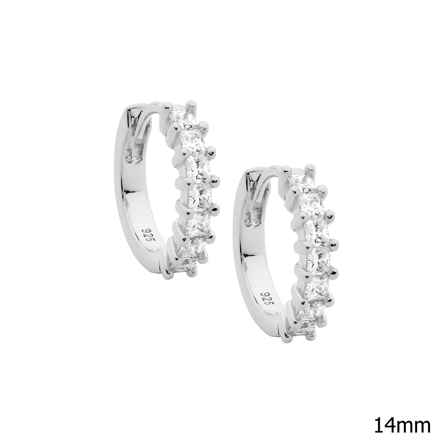 Princess CZ Silver Huggies