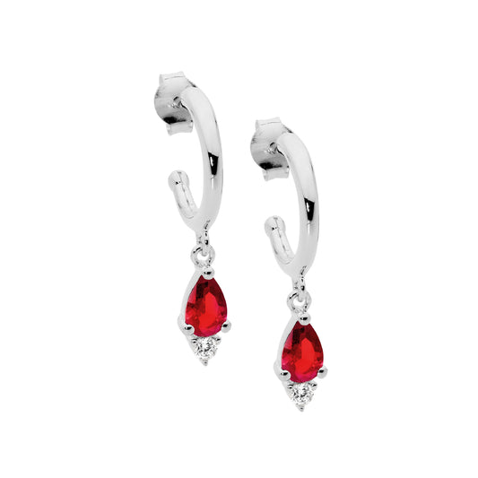 Red Pear-shaped Drop Earring